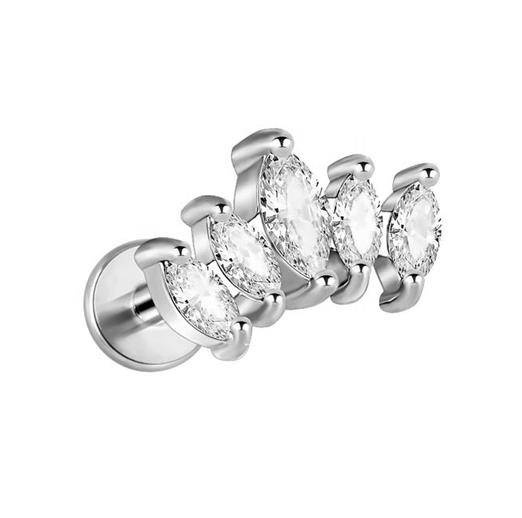 Ornamental silver labret - LGW-016