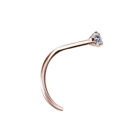 Premium Zirconia titanium nose stud rose gold with white zirconia - TN-018