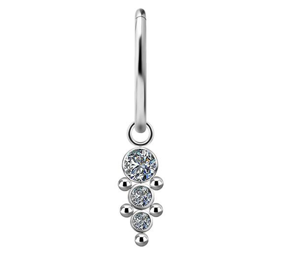 Tytanowy Charms - PREMIUM ZIRCON - srebrny - D-030