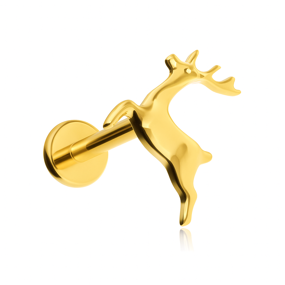 Titanium labret reindeer - gold
