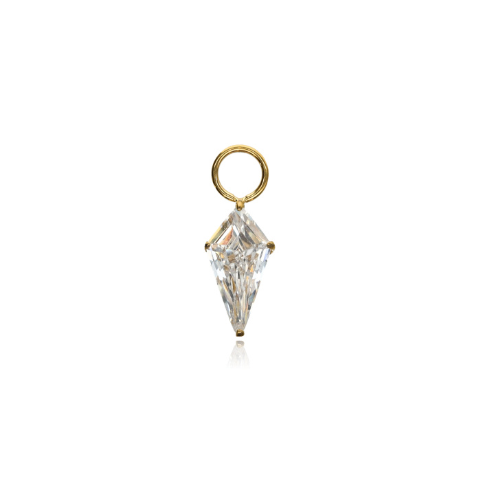 Titanium Charms with white zirconia - gold - D-062