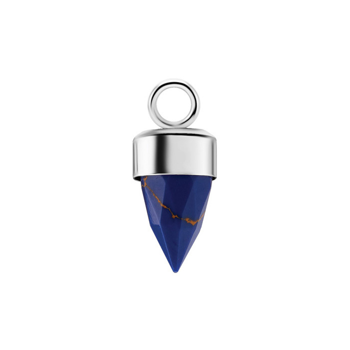 Charms - navy blue cone - silver - D-096