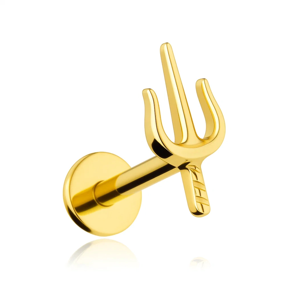 Titanium labret trident - gold