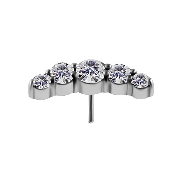 Attachment push in - cluster with white zircons - CoCr NF - silver - PI-057