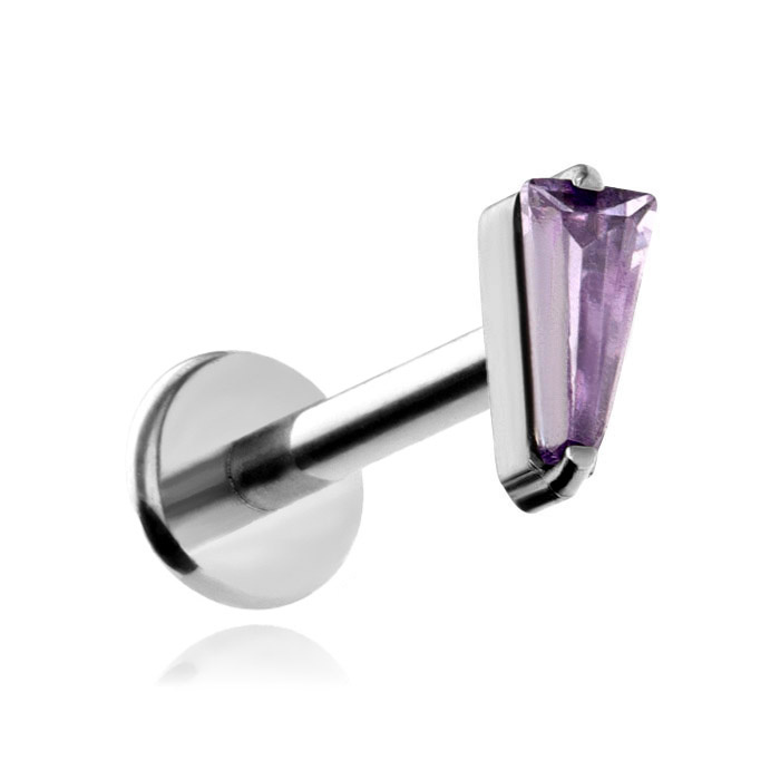  Titanium labret with purple zirconia - silver