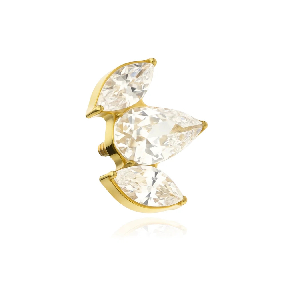 Titanium attachment with white zircons - gold - TNA-121