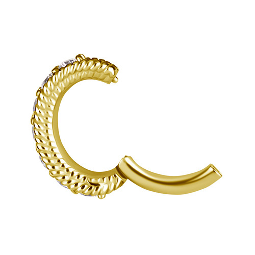 Belly button ring clicker gold with white zircons - CoCr NF- KP-066