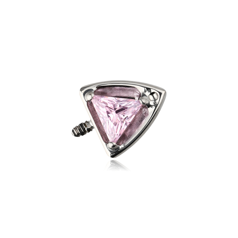 Titanium attachment - Bow with white cubic zirconia - silver - TNA-258