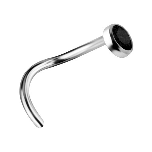 Titanium nose screw with black zirconia - silver - TN-007