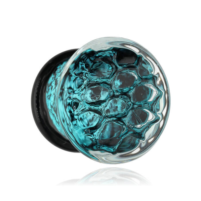 Saddle blue glass plug - PT-170