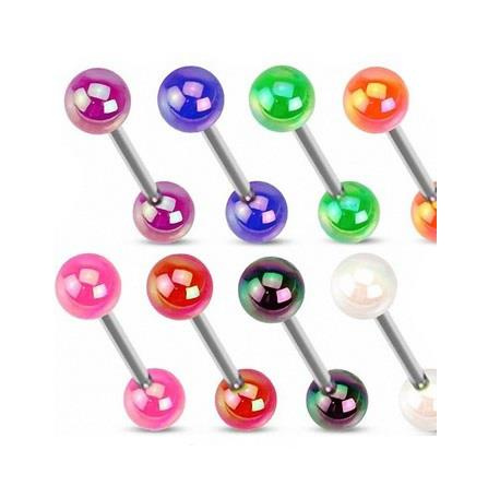 Tongue barbell pearl red - KJ-047
