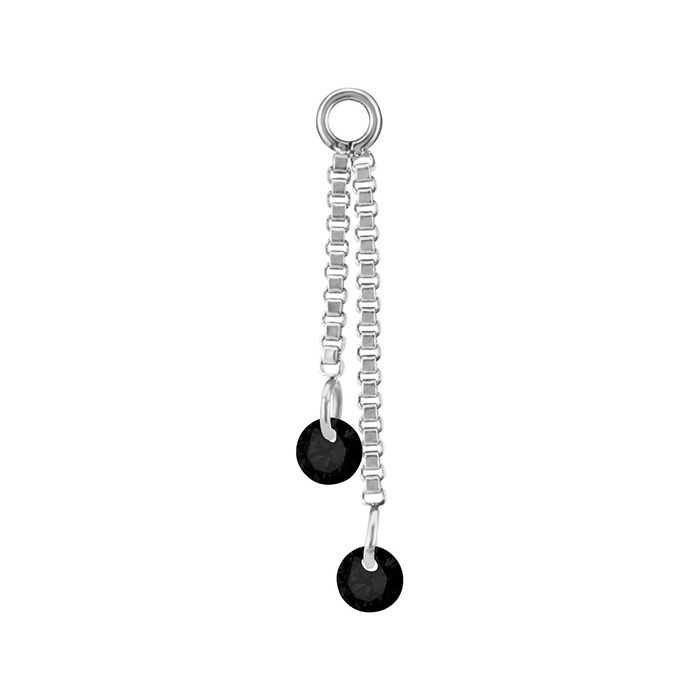 Charms chain with black zircons - silver - D-071