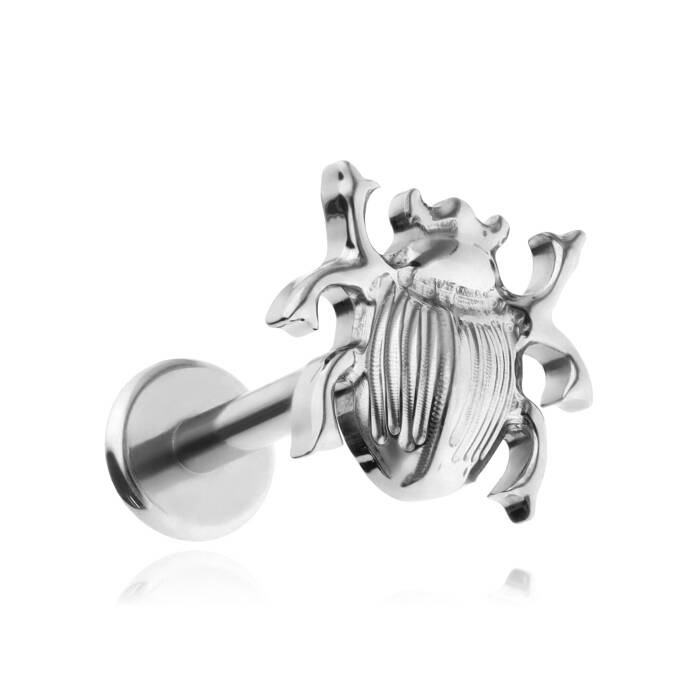 Titanium labret beetle - silver