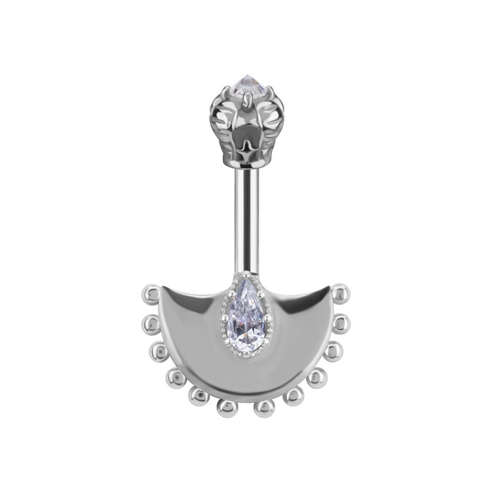 Vertical helix earring with white zirconia - CoCr NF - silver - LGW-055