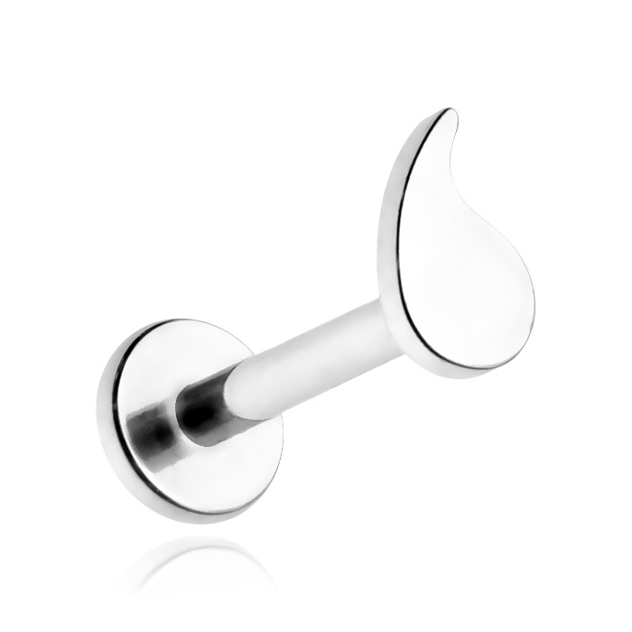 Titanium labret earring - drop - silver  - TGW-038