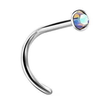 Titanium nose screw with an iridescent cubic zirconia  - TN-011