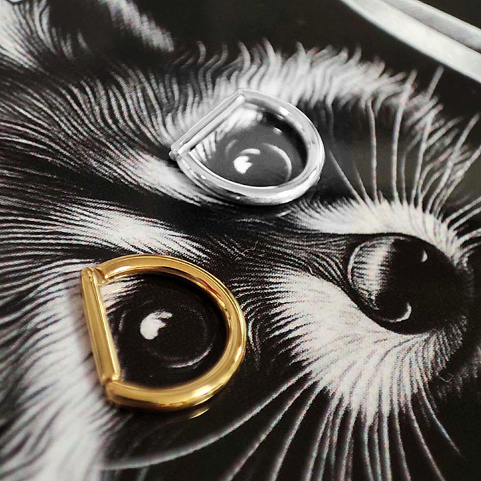 Titanium earring D-ring - gold - TK-009