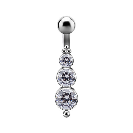 Titanium Belly button ring - Premium Zirconia white - TPP-035