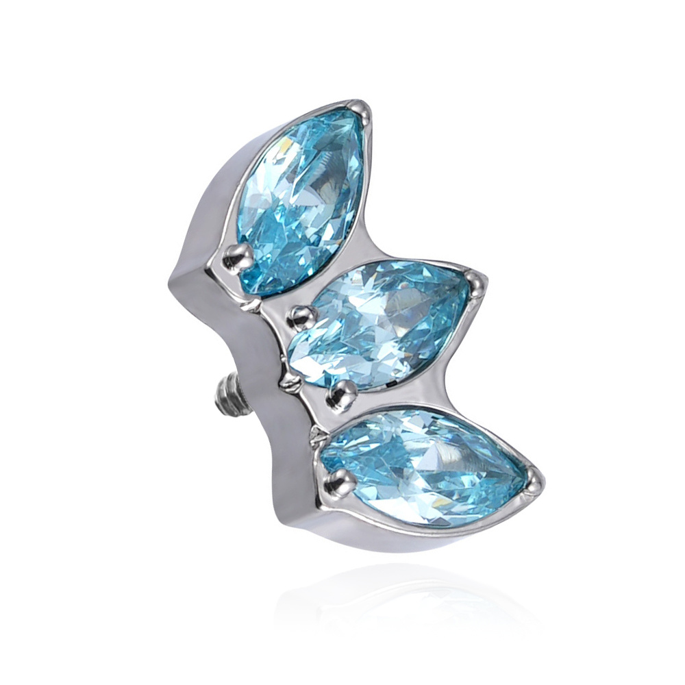 Titanium attachment with blue zircons - sterling silver - TNA-081