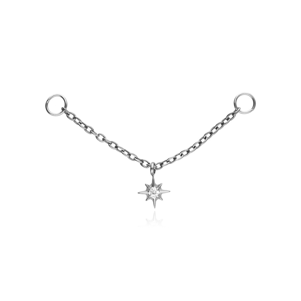 Titanium Chain with White Zirconia - silver - D-097
