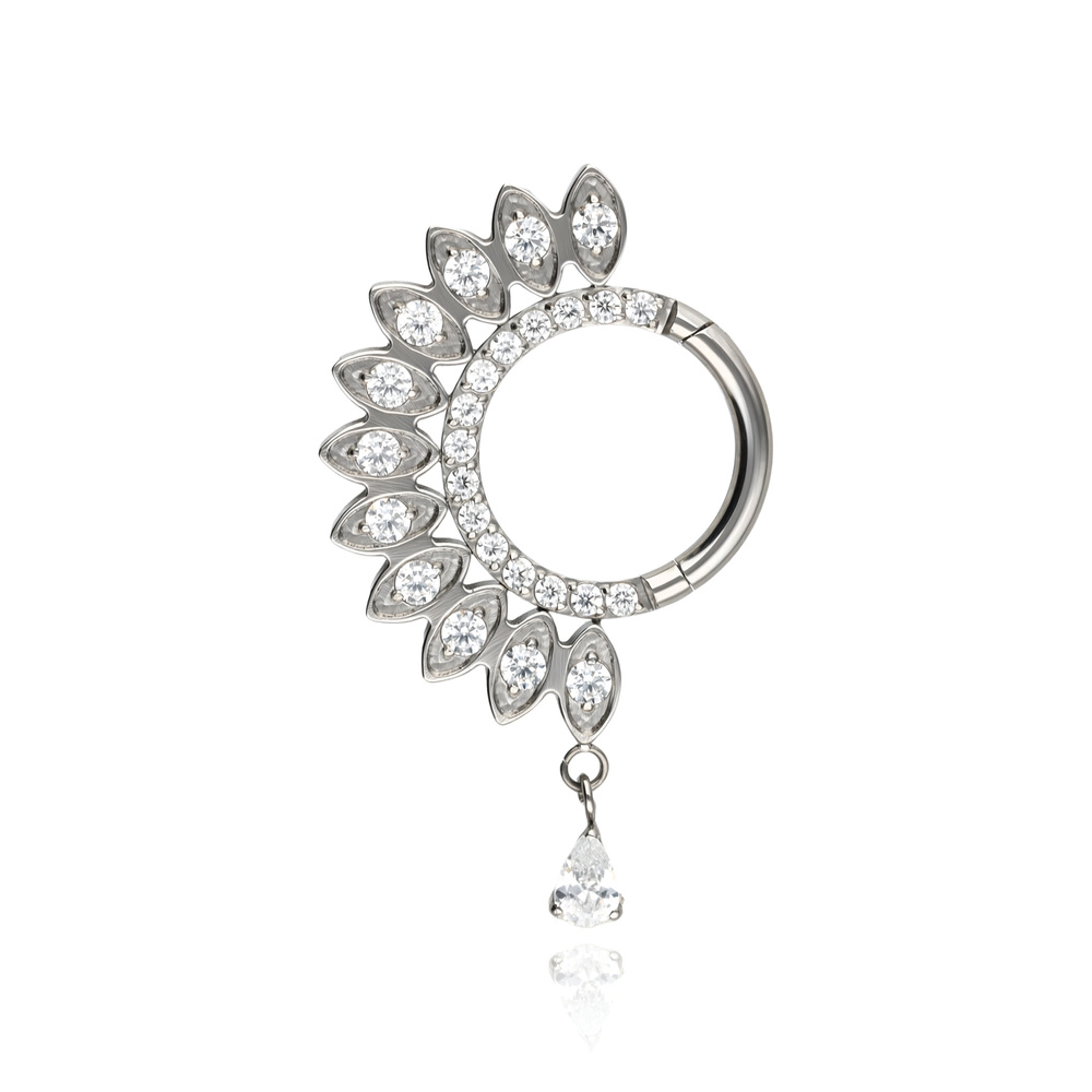 Piercing clicker with white Premium Zirconia - CoCr NF - silver - K-078