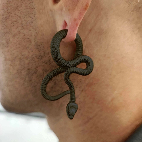 Ear weight hanger snake - pair - black - PT-1166