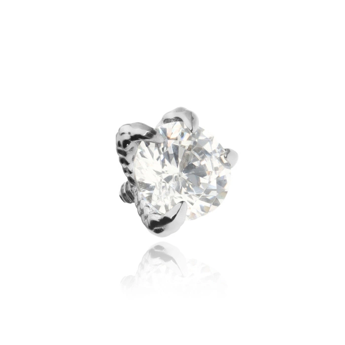 Titanium attachment white zirconia in the claws of a dragon - silver - TNA-097