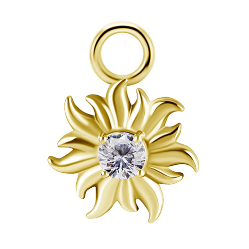 Charms - CoCr NF - sun - white PREMIUM ZIRCONIA - gold - D-054