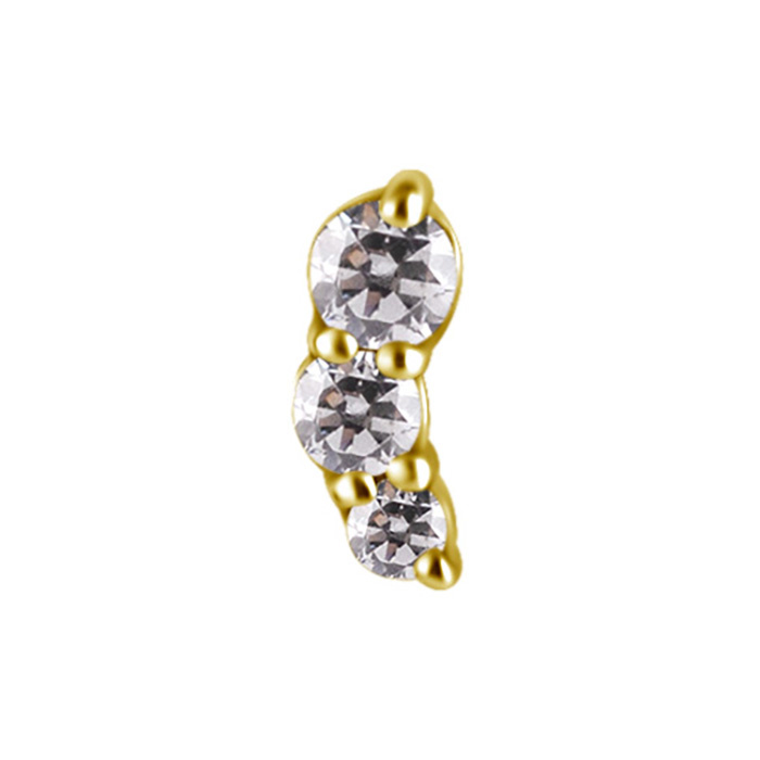 Nose screw 18K gold with white zircons - right - GD18K-067