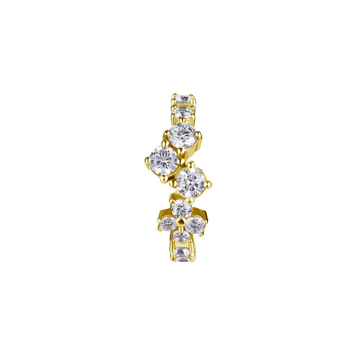 Piercing ring clicker with white zircons - CoCr NF - gold - K-066