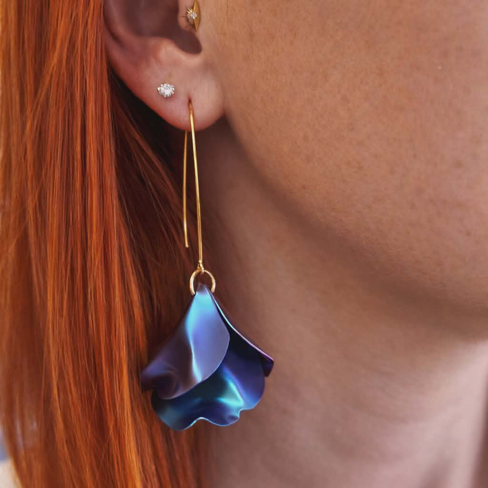 Silver face outline earrings - KU-011