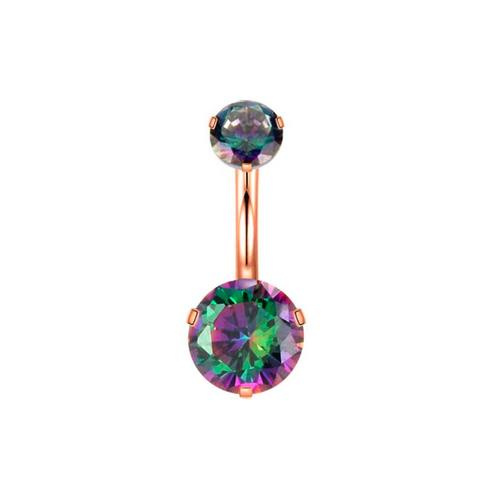 Belly button ring gold iridescent zirconia - KP-023