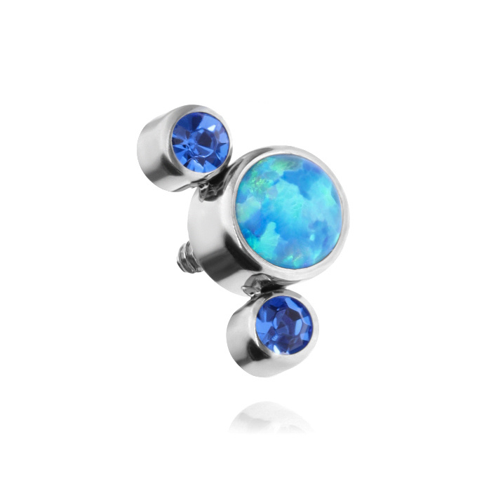 Titanium attachment with blue opal OP05 and dark blue crystals - TNA-012