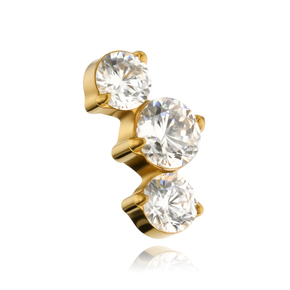 Titanium attachment cluster with white zircons - gold - TNA-087