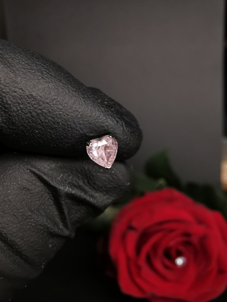 Titanium attachment heart with white zirconia - sterling silver - TNA-123