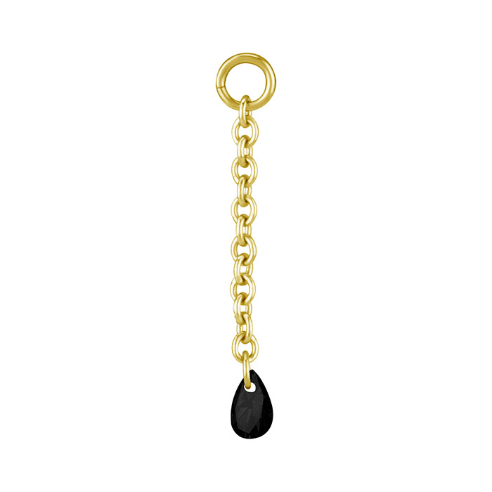 Charms chain with black zirconia - gold - D-074