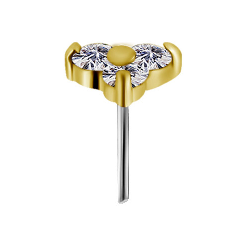 18K gold attachment for pins - triangle with white zirconias - GD18K-019