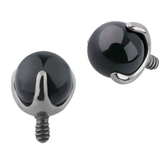 Titanium attachment for pins - black agate - TNA-063
