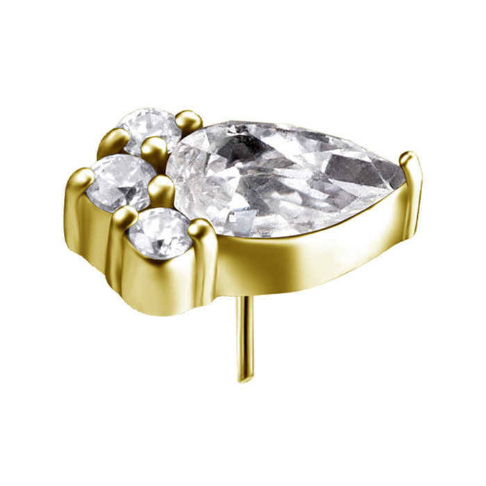 Nakrętka push in z białymi cyrkoniami - CoCr NF - złoty - PI-061