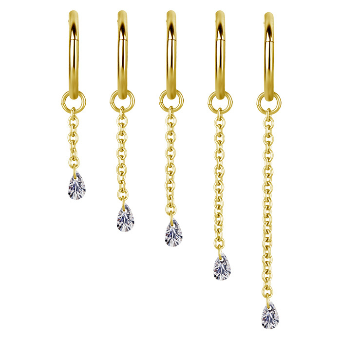 Charms chain with white zirconia - gold - D-074