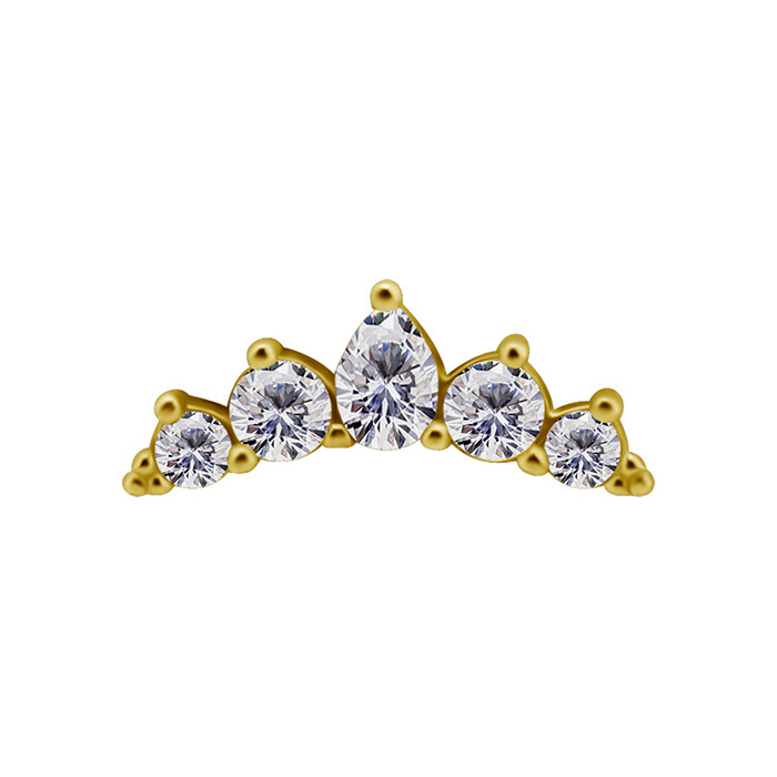 18K gold attachment for pins - white zirconia - GD18K-017