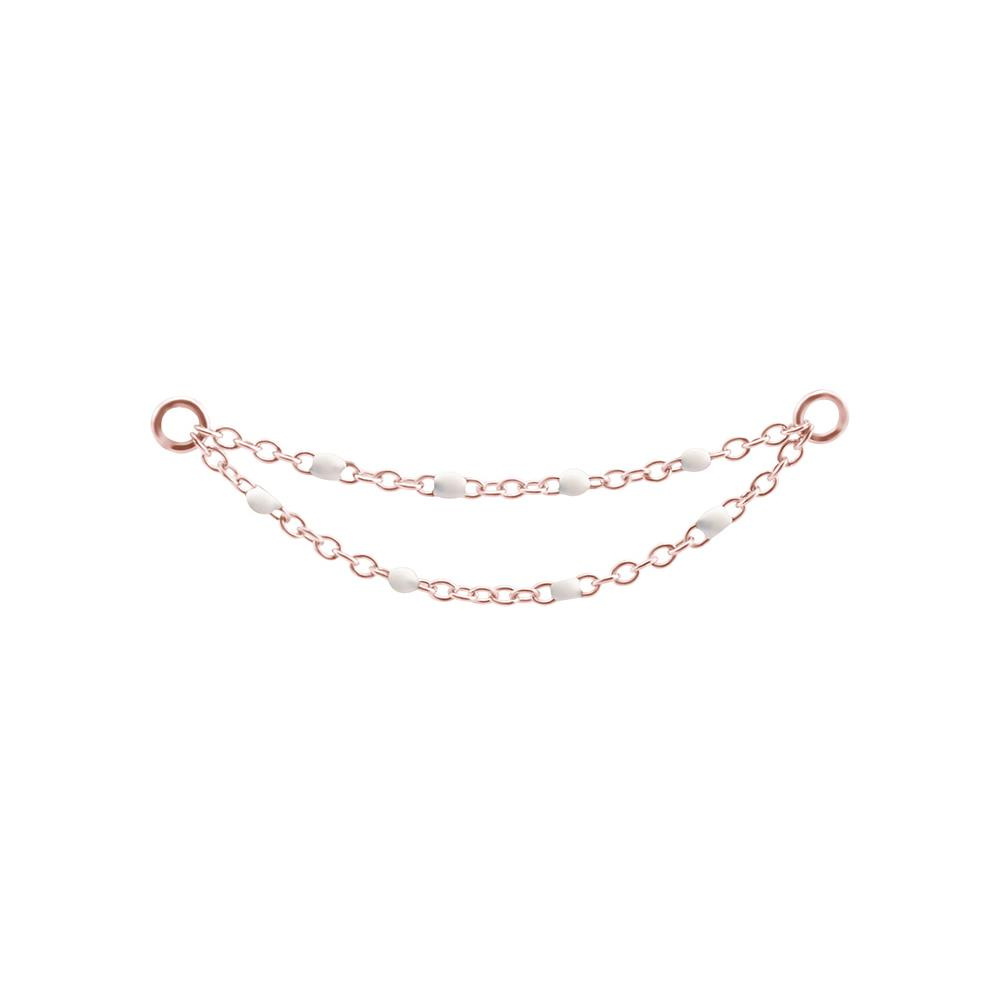 Chain - white beads - rose gold - D-022