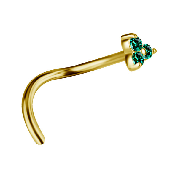 Gold 18K Premium Zirconia nose stud with white zirconia - GD18K-003