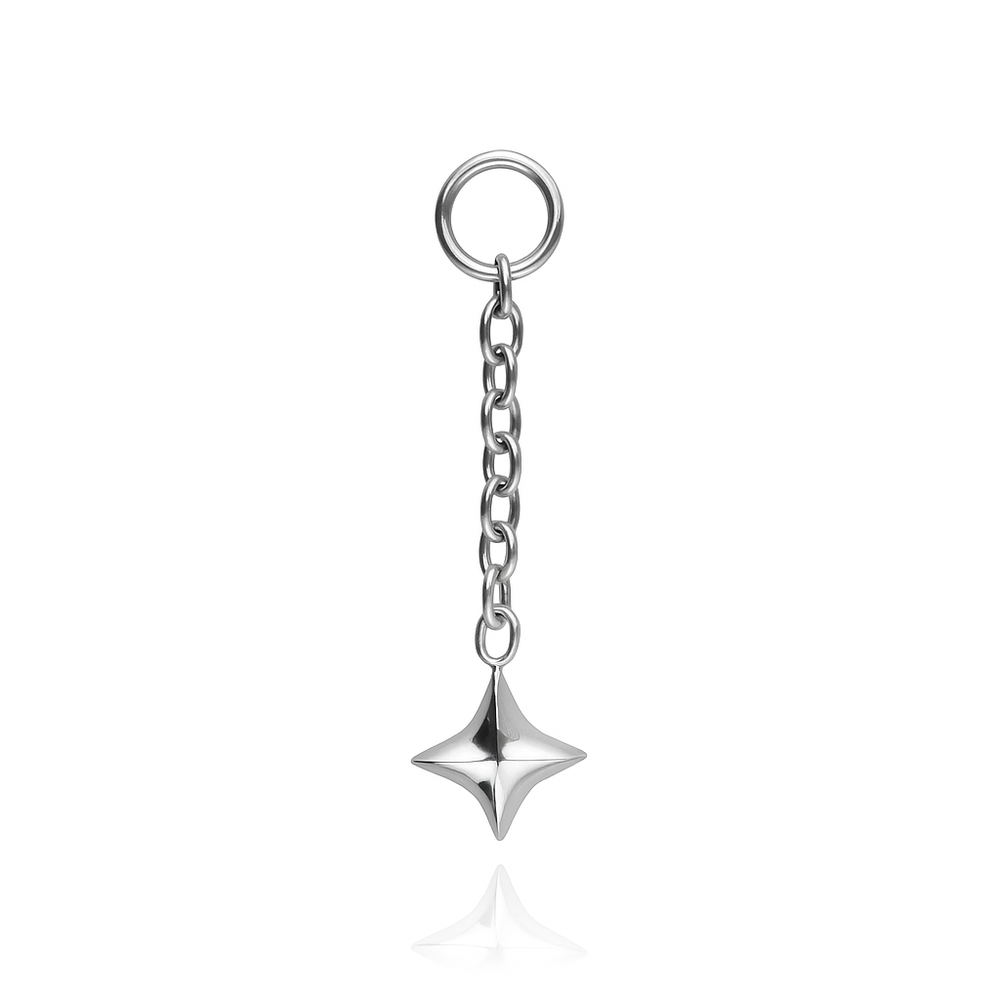 Titanium star charms chain - silver - D-092