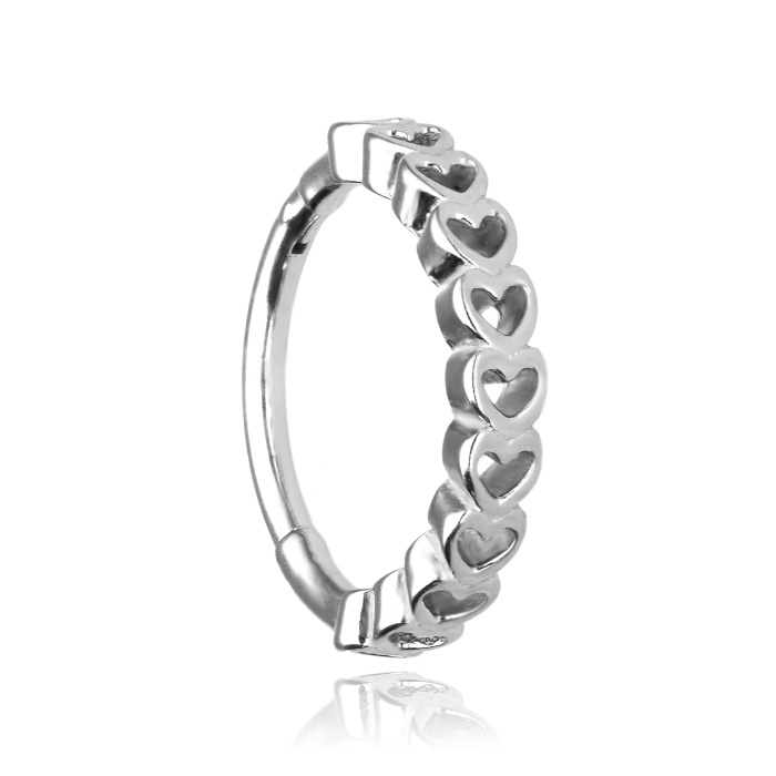 Ring clicker silver - hearts - K-033