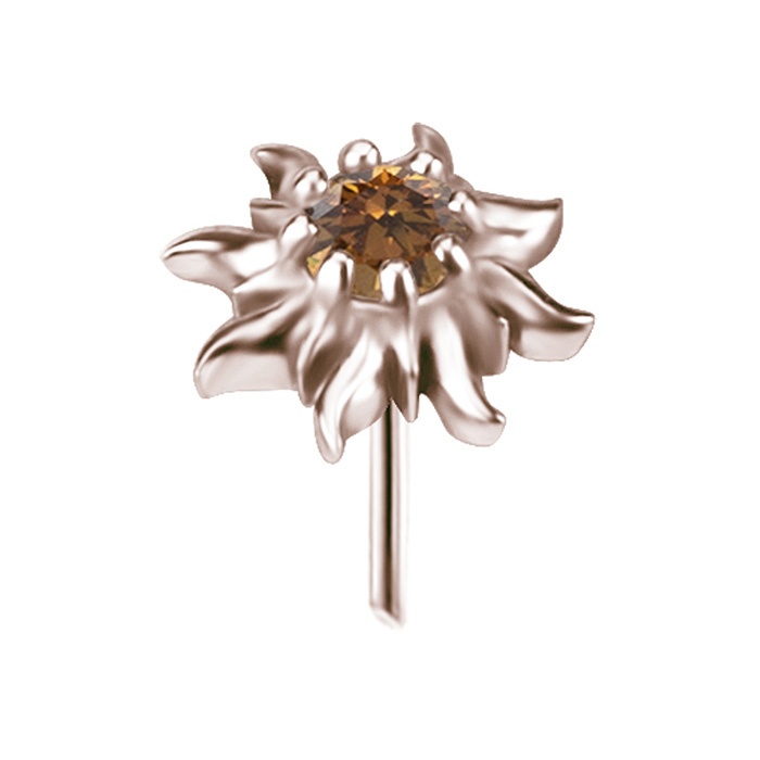 Attachment push in - sun with champagne zirconia - rose gold - PI-063