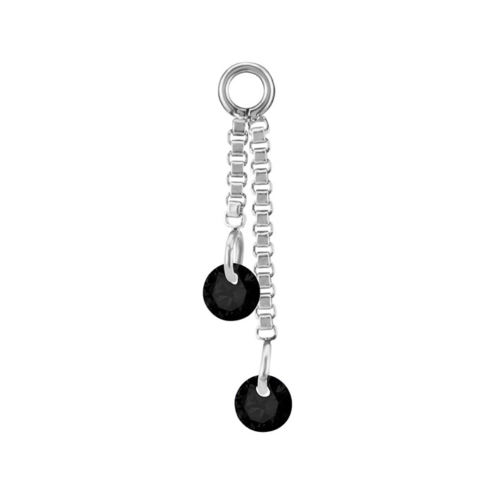 Charms chain with black zircons - silver - D-071