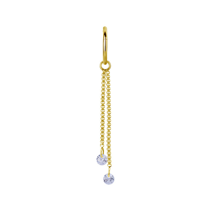 Charms chain with white zircons - gold - D-071