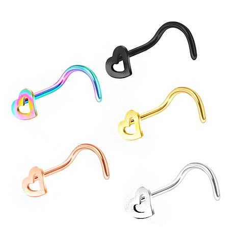 Ornamental gold heart nose stud - NS-013