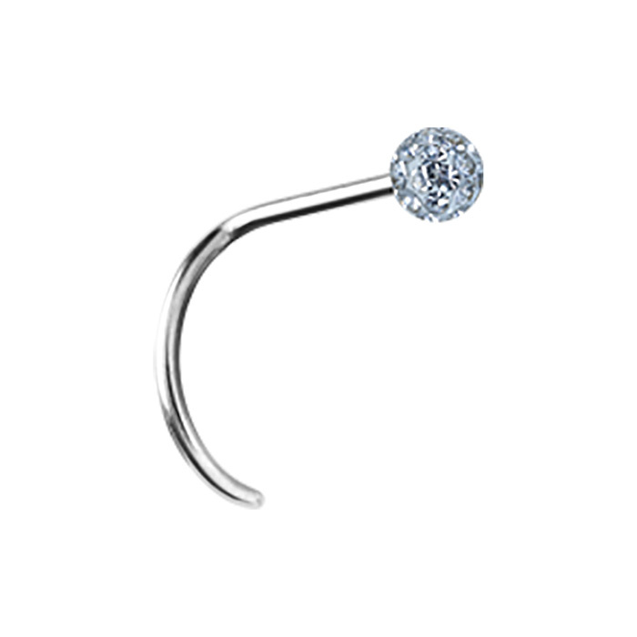 Titanium nose stud with white zirconia - TN-016